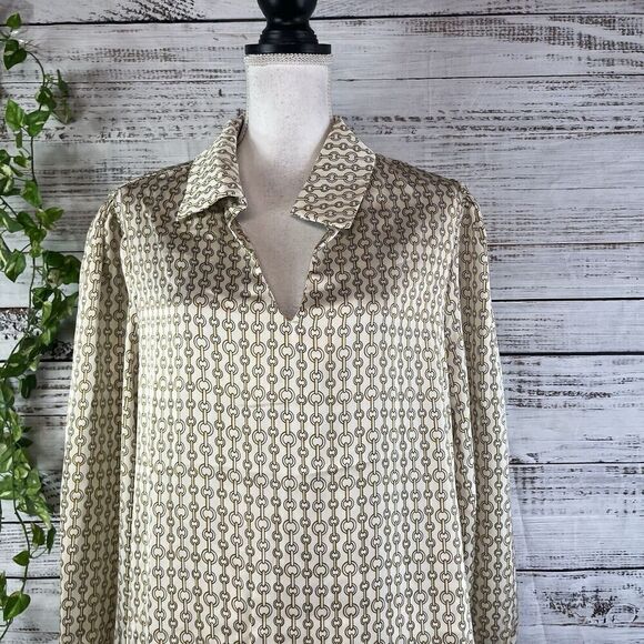 CotilCo Blouse Tunic Plus size 1X Gold Chains Career Professional Modest Church - Picture 2 of 11